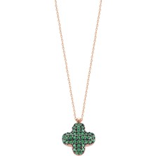 Emiliano Jewellery Silver 925 Ayar Zirkon Taşlı Yaprak Desenli Kolye