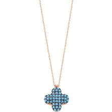 Emiliano Jewellery Silver 925 Ayar Zirkon Taşlı Yaprak Desenli Kolye