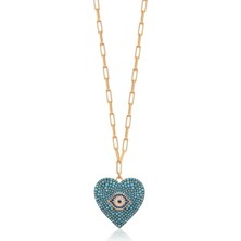 Emiliano Jewellery 925 Ayar Gümüş Taşlı Kalp Kolye