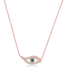 Emiliano Jewellery Silver 925 Ayar Zirkon Taşlı Göz Desenli Kolye