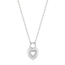 Emiliano Jewellery Zirkon Taşlı Pırlanta Montür Kilit Kalp Desenli Gümüş Kolye