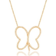 Emiliano Jewellery Silver 925 Ayar Zirkon Taşlı Kelebek Kolye