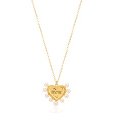Emiliano Jewellery 925 Ayar Gümüş İncili Kalp Kolye