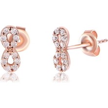 Emiliano Jewellery Rose Altın Kaplama Sonsuzluk Gümüş Küpe, Sevdiğinize Verebileceğiniz En Anlamlı Hediye!