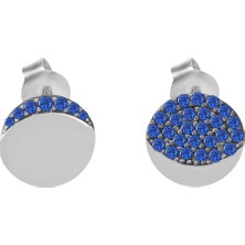 Emiliano Jewellery 925 Ayar Gümüş Yuvarlak Siyah Taşlı Küpe