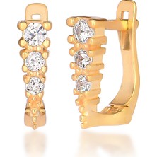 Emiliano Jewellery 925 Ayar Gümüş 3 Taşlı Küpe