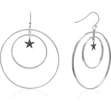 Emiliano Jewellery 925 Ayar Gümüş Yıldızlı Çift Halka Küpe