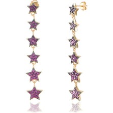 Emiliano Jewellery 925 Ayar Gümüş Sıralı Yıldız Küpe