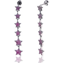 Emiliano Jewellery 925 Ayar Gümüş Sıralı Yıldız Küpe