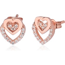 Emiliano Jewellery Silver 925 Ayar Taşlı Kalp Küpe
