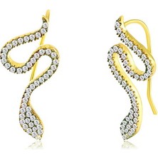 Emiliano Jewellery 925 Ayar Zirkon Taşlı Yılan Küpe
