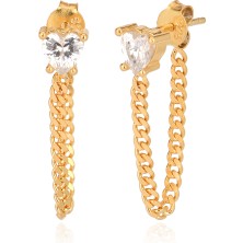 Emiliano Jewellery 925 Ayar Zirkon Taşlı Kalp Küpe