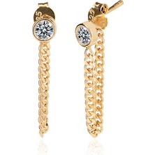 Emiliano Jewellery 925 Ayar Zirkon Taşlı Yuvarlak Küpe