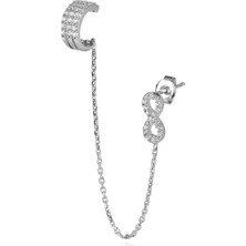 Emiliano Jewellery Silver 925 Ayar Zirkon Taşlı Sonsuzluk Küpe