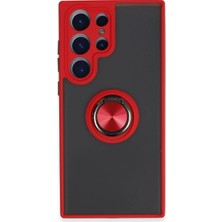 Samsung Galaxy S23 Ultra Kılıf Montreal Yüzüklü Silikon Kapak - Kırmızı