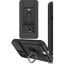 Iphone 15 Pro Kılıf Zuma Kartvizitli Yüzüklü Silikon - Siyah