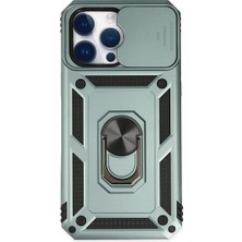 Iphone 14 Pro Max Kılıf Pars Lens Yüzüklü Silikon - Yeşil