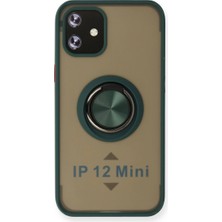 Iphone 12 Mini Kılıf Montreal Yüzüklü Silikon Kapak - Yeşil