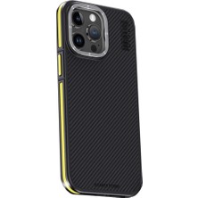 Joko Iphone 15 Pro Max Kılıf Aramid 600D Kevlar Karbon Fiber Magsafe Kapak - Sarı