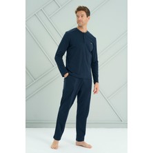 Remsa Erkek Penye Uzun Kol Pijama Takımı 2209 LACIVERT04