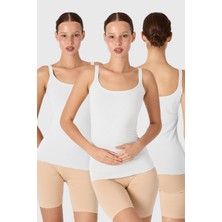 Malabadi Kadın Beyaz 3'lü İnce Askılı Sırtı Açık Modal Atlet 3M1034