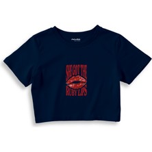 The Lucid Lab Ruby Lips Crop Tişört - Lacivert