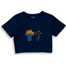 The Lucid Lab Dolce Calma Crop Tişört - Lacivert