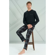 Remsa Erkek Interlok Penye Uzun Kol Pijama Takımı 2233 Siyah