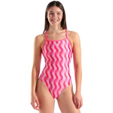 Arena Ripple Print Swimsuit Lightdrop Kadın Pembe Yüzücü Mayosu 010980990