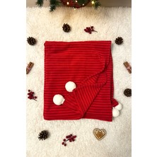Tivoli Ponponlu Kırmızı Throw Battaniye 130X160CM