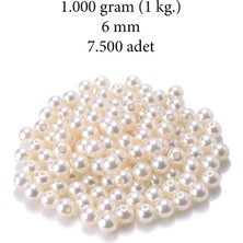 Venüs Shopping 1.000 gram (1 kg.) 6mm Krem Renk Plastik İnci Boncuk Çanta ve Takı Yapım Boncuğu (~7.500 adet)