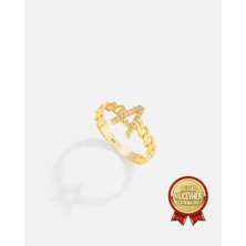 14 Ayar Altın Kişiye Özel Harfli Örme Yüzük