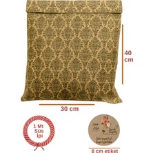 Dekals Set Damask Desenli Sevgililer Günü Hazır Hediye Paketi Seti (30X40 Paket+Ip+ Etiket-8cm)