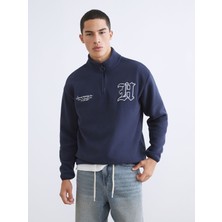 Lc Waikiki Yeni Sezon Dik Yaka Baskılı Erkek Kalın Sweatshirt