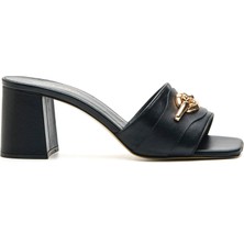 Sofia Baldi Lobre Siyah Hakiki Deri Kadın Topuklu Terlik