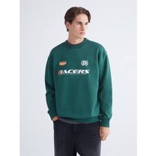 Lc Waikiki Yeni Sezon Bisiklet Yaka Baskılı Erkek Kalın Sweatshirt
