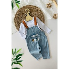 Miniğimin Cicileri Sevimli Kedicik Baskılı Erkek Bebek Salopetli takım - Kahve