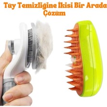 Buharlı Kedi, Köpek Fırçası-Köpek Tarağı Otomatik Temizlenen Tuşlu Evcil Hayvan Fırça 2 Li Set