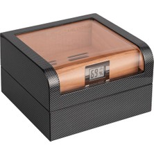 Cigarloong Camlı Puro Kutusu Humidor Karbon Desen 60's