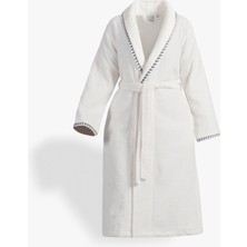 Green Black Tria Kadın Bornoz %100 Pamuk Jakarlı Krem-Lacivert