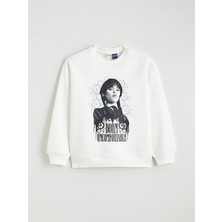 Lc Waikiki Yeni Sezon Wednesday Baskılı Kız Çocuk Kalın Sweatshirt