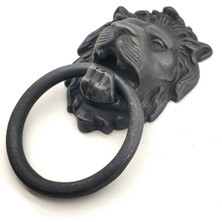 Venüs Shopping Antika Tarz Dekoratif Pirinç Aslan Kapı Tokmağı, Taktak - 102X130 Mm, Oksit