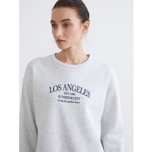 Lc Waikiki Yeni Sezon Los Angeles Baskılı Oversize Kadın Sweatshirt