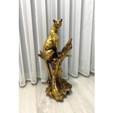 Mirsa Global Dekoratif  Ağaçta Duran Çita Biblo Heykel