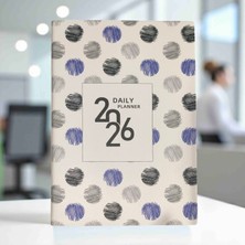 Limmy 2026 Ajanda Benekli Soyut Desenli Günlük Ajanda A5 (15X21 Cm) - Bej