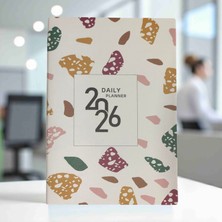 Limmy 2026 Ajanda Soyut Desenli Günlük Ajanda A5 (15X21 Cm) - Kahverengi