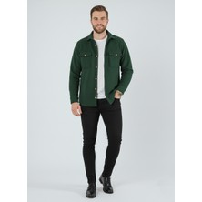 YXC Trend Maker Erkek Slim Fit Düğmeli Yaka Çift Cepli Düz Siyah Polar Erkek Gömlek