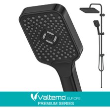 Romena | Valtemo Mat Siyah Yağmurlama Tepe Duş Seti - Büyük Boy, Kolay Kireç Temizleme