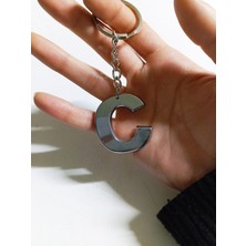 Mena Rise C Harfi Plastik Krom Kaplama Anahtarlık- Harf Çanta Süsü