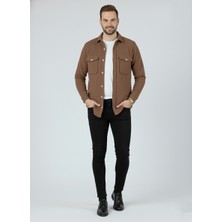 YXC Trend Maker Erkek Slim Fit Düğmeli Yaka Çift Cepli Düz Siyah Polar Erkek Gömlek